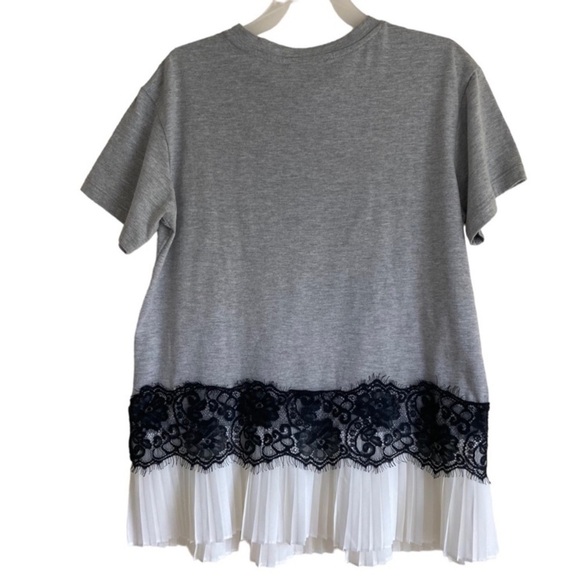 Reserved Women’s Pleated Peplum Hem Causal T-shirt Grey White Sz XS - Picture 11 of 13